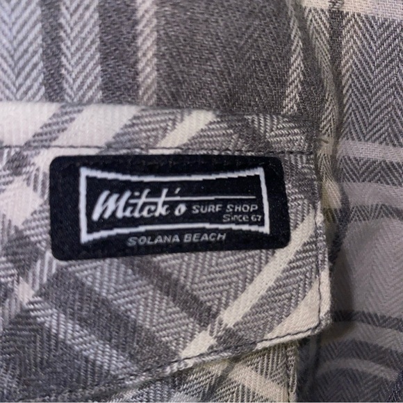 Mitch’s Surf Shop Men's Size L Hooded Flannel Shirt Gray/White - Solana Beach - Picture 3 of 4